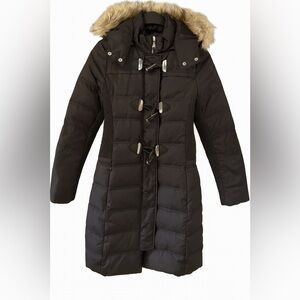 Express Black Puffer Jacket with Faux Fur Trim Sz XS NWOT WILL FIT SMALL